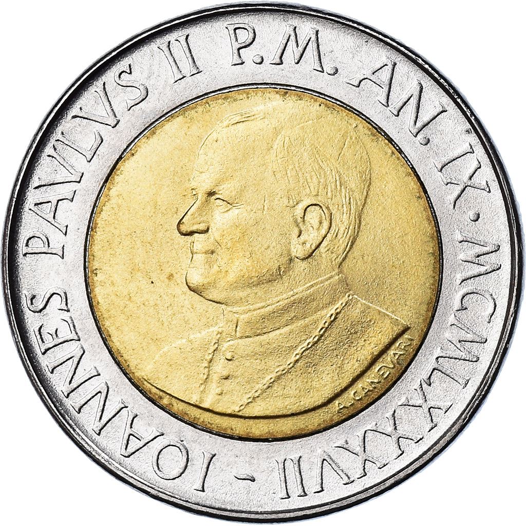 Vatican City | 500 Lire Coin | John Paul II | Km:204 | 1987