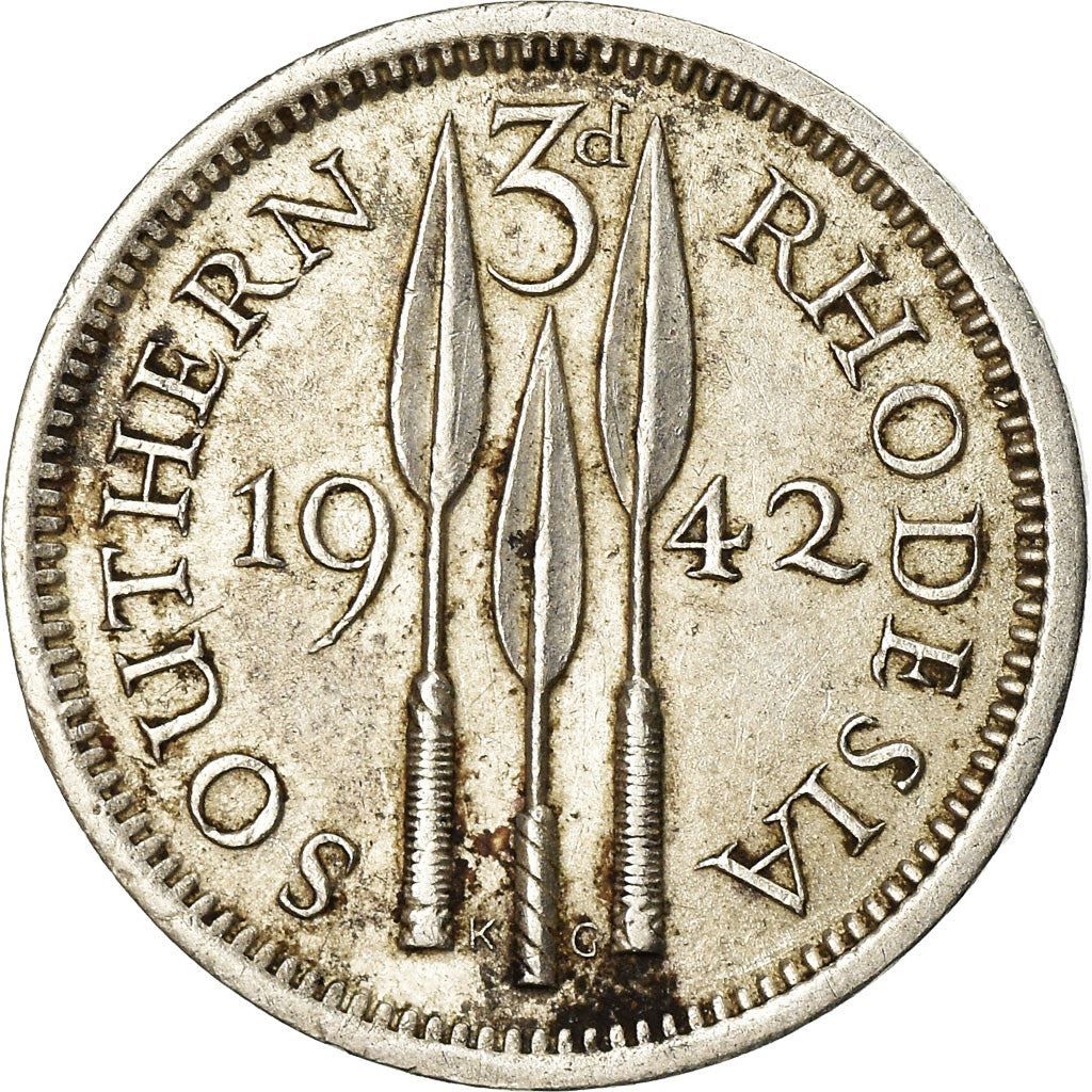 Southern Rhodesia | 3 Pence Coin | George VI | Spearheads | KM:16 | 1939 - 1942