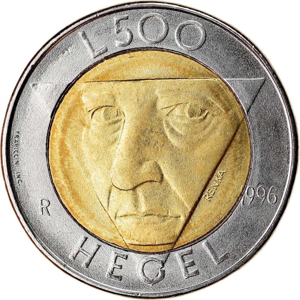 San Marino | 500 Lire Coin | Friedrich Hegel | Km:357 | 1996
