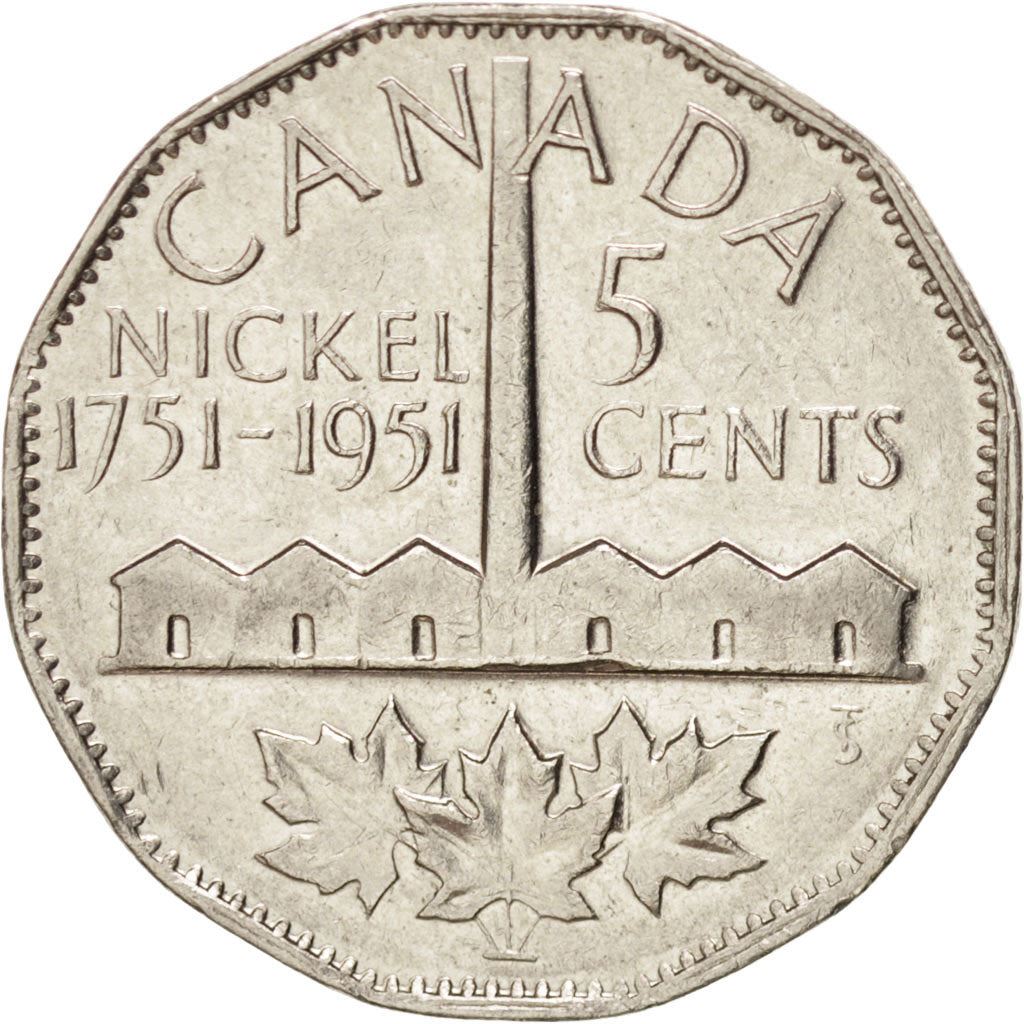 Canada | 5 Cents Coin | Discovery of Nickel | Km:48 | 1951