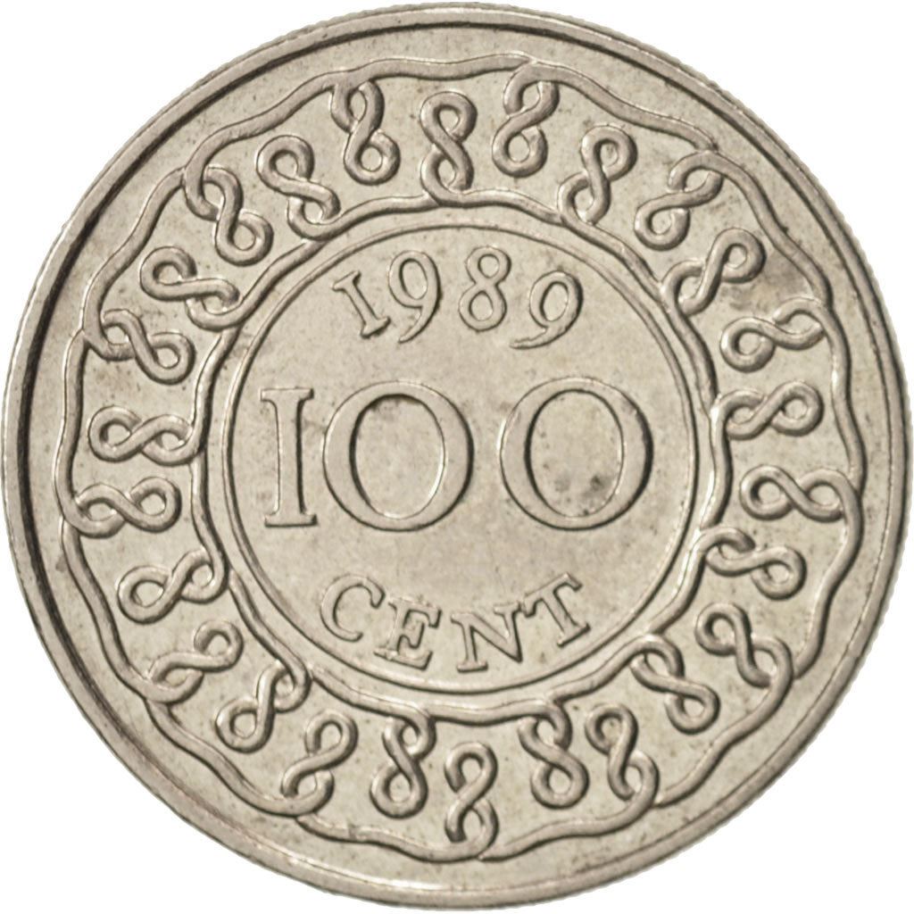 Suriname | 100 Cents Coin | Wreath | Natives | Km:23 | 1987 - 2017