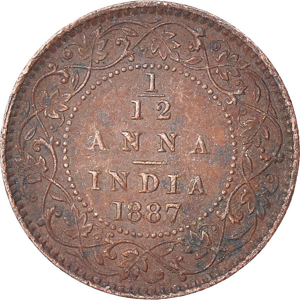 India - British | 1/12 Anna Coin | Queen Victoria | Km:483 | 1877 - 1901