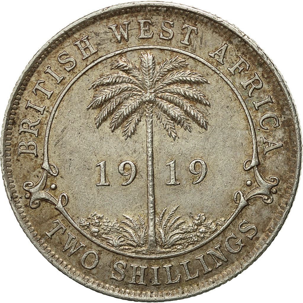 British West Africa | 2 Shillings Coin | Palm Tree | George V | Km:13 | 1913 - 1920