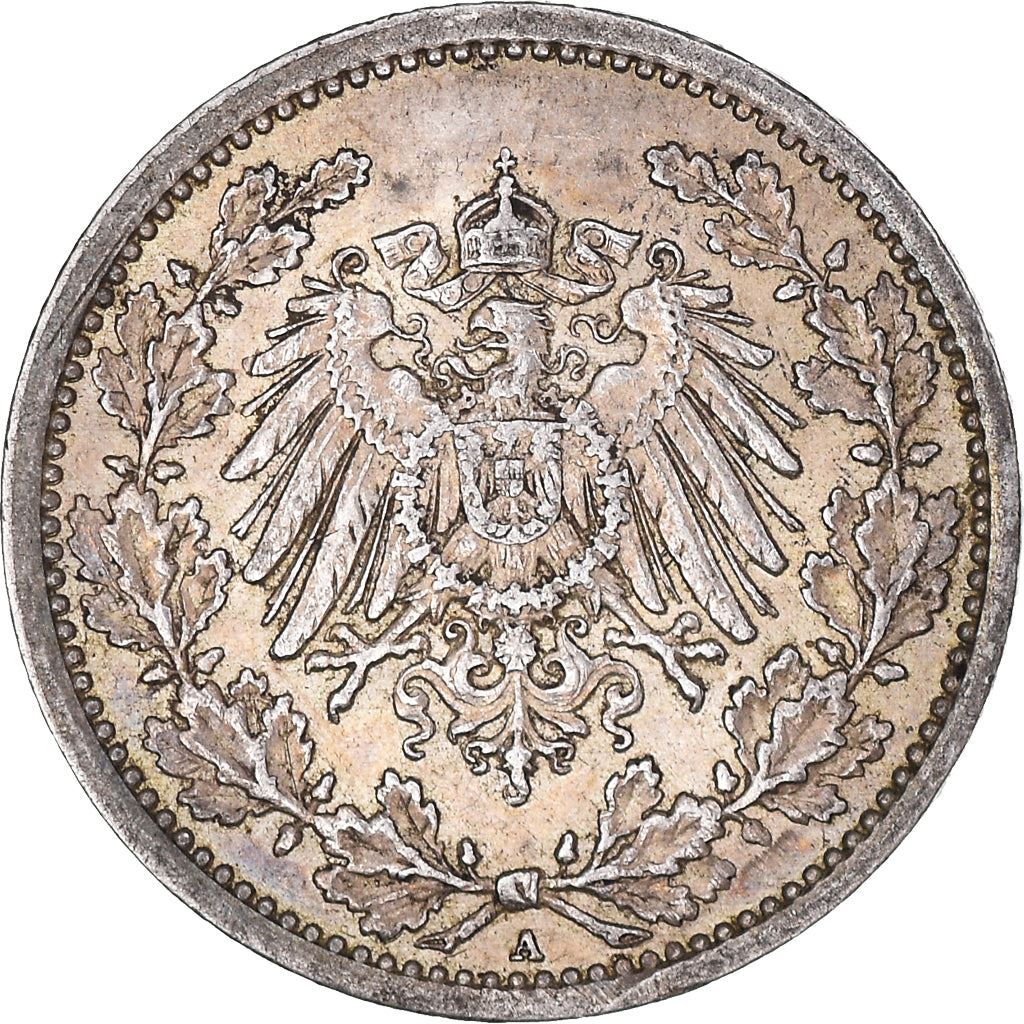 German Empire 1/2 Mark Coin | Deutsches Reich | Wilhelm II | Type 2 | KM17 | 1905 - 1919