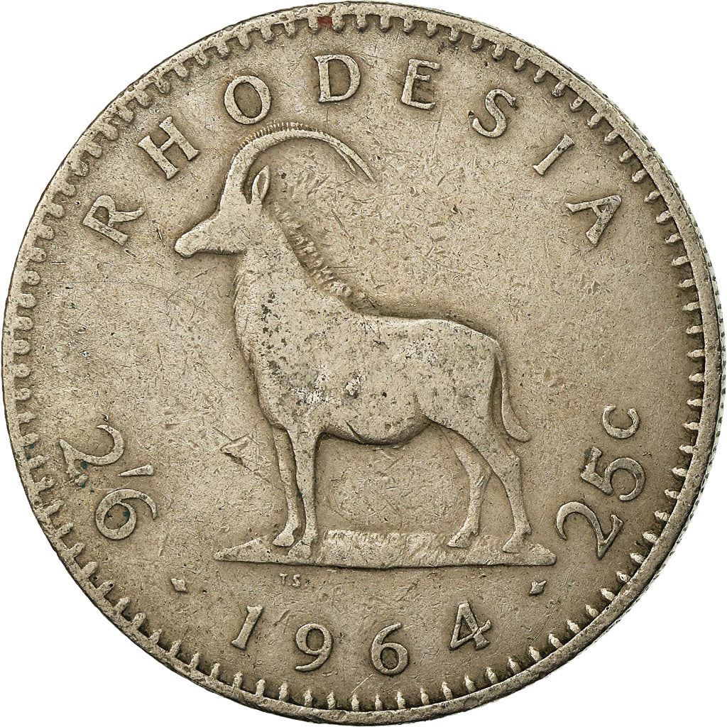 Rhodesia | 2.5 Shillings / 25 Cents Coin | Elizabeth II | Antelope | Km:4 | 1964