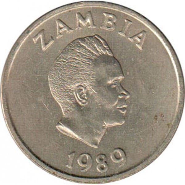 Moneta Zambia 1 Kwacha | Taita Falcons | Kenneth Kaunda | KM26 | 1989