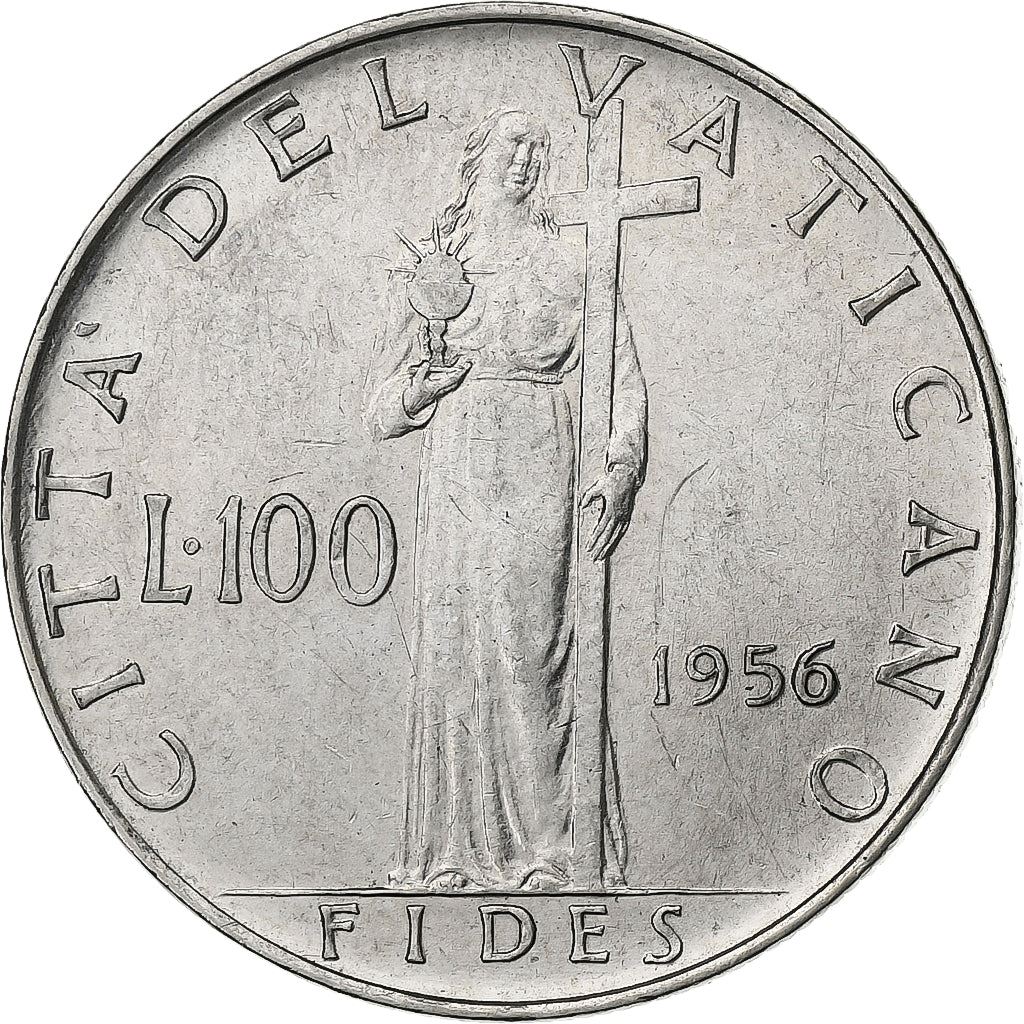 Vatican City | 100 Lire Coin | Pius XII | Km:55 | 1955 - 1958