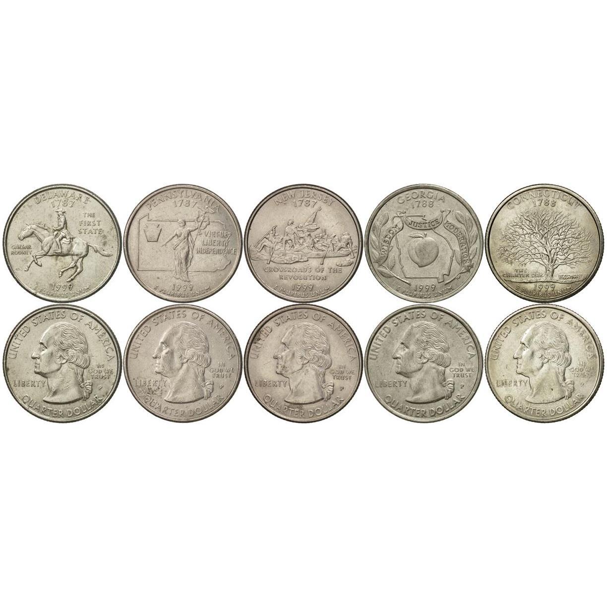 United States | 5 Coin Set | 1/4 Dollar | 1999