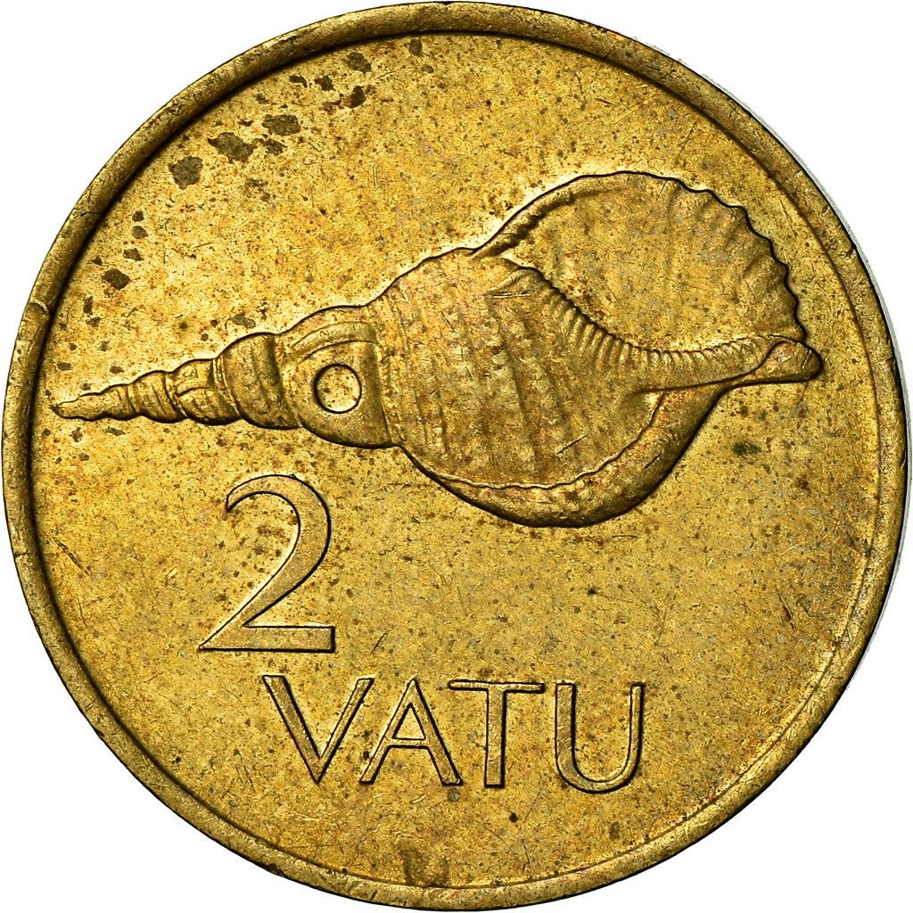 Vanuatu | 2 Vatu Coin | Melanesian Warrior | Triton Conch Shell | Km:4 | 1983 - 2002