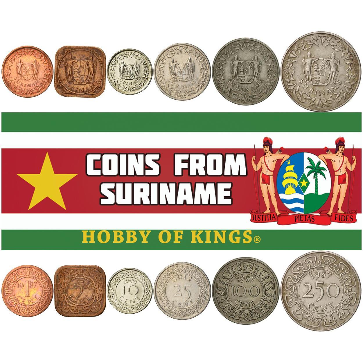 Suriname | 6 Coin Set | 1 Cent 5 10 25 100 250 Cents | 1987 - 2021