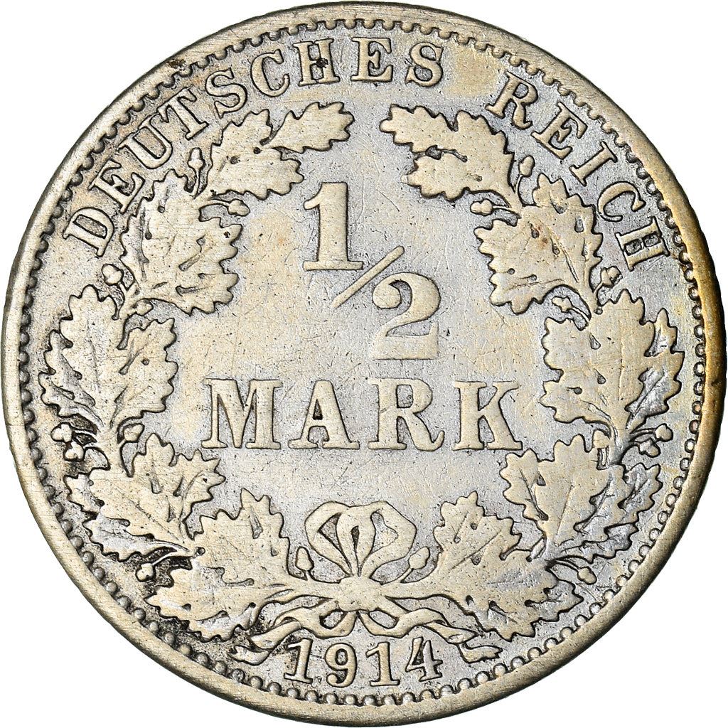 German Empire 1/2 Mark Coin | Deutsches Reich | Wilhelm II | Type 2 | KM17 | 1905 - 1919
