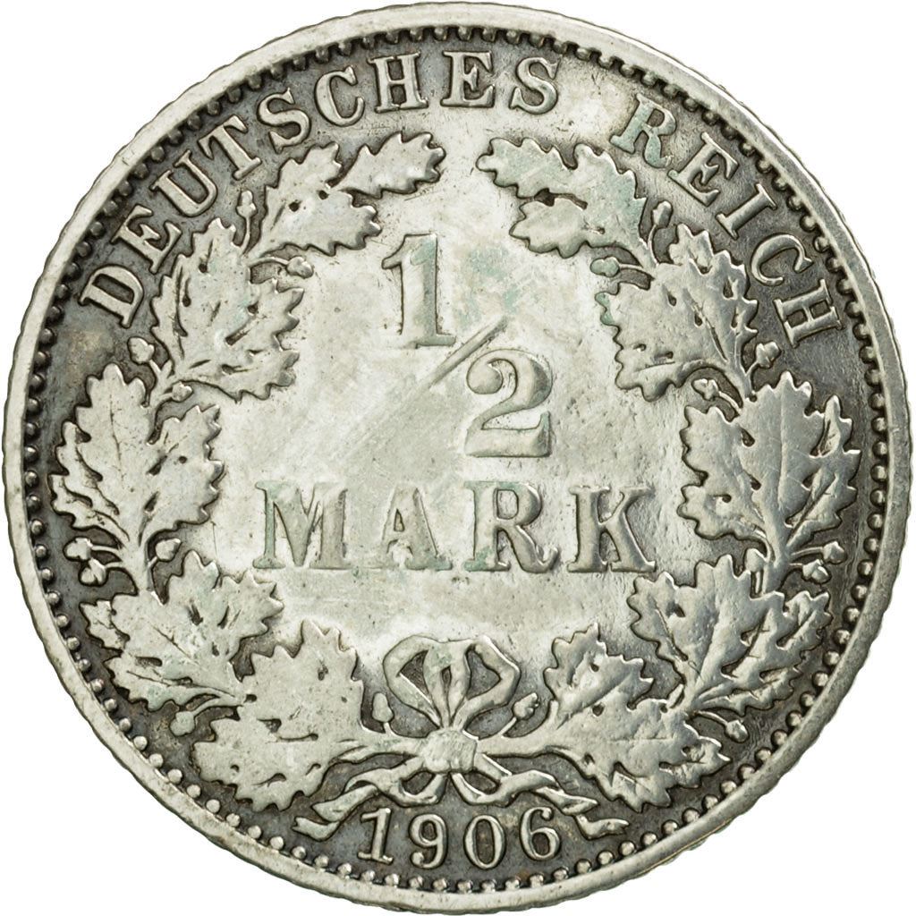 German Empire 1/2 Mark Coin | Deutsches Reich | Wilhelm II | Type 2 | KM17 | 1905 - 1919