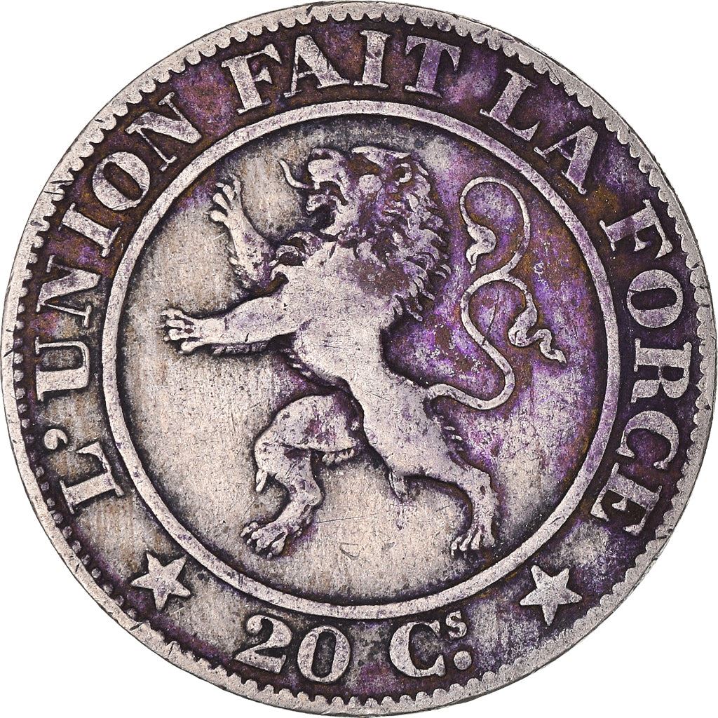 Belgian | 20 Centimes Coin | Leopold I | Lion | Star | KM20 | 1860 - 1861