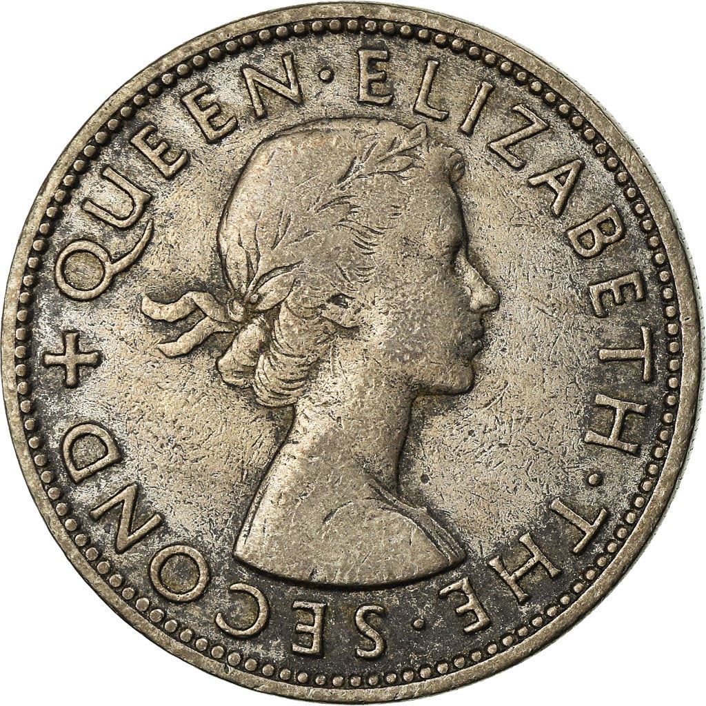 Moneta New Zealander 1 Florin | Królowa Elżbieta II | Ptak Kiwi | KM28 | 1953 - 1965