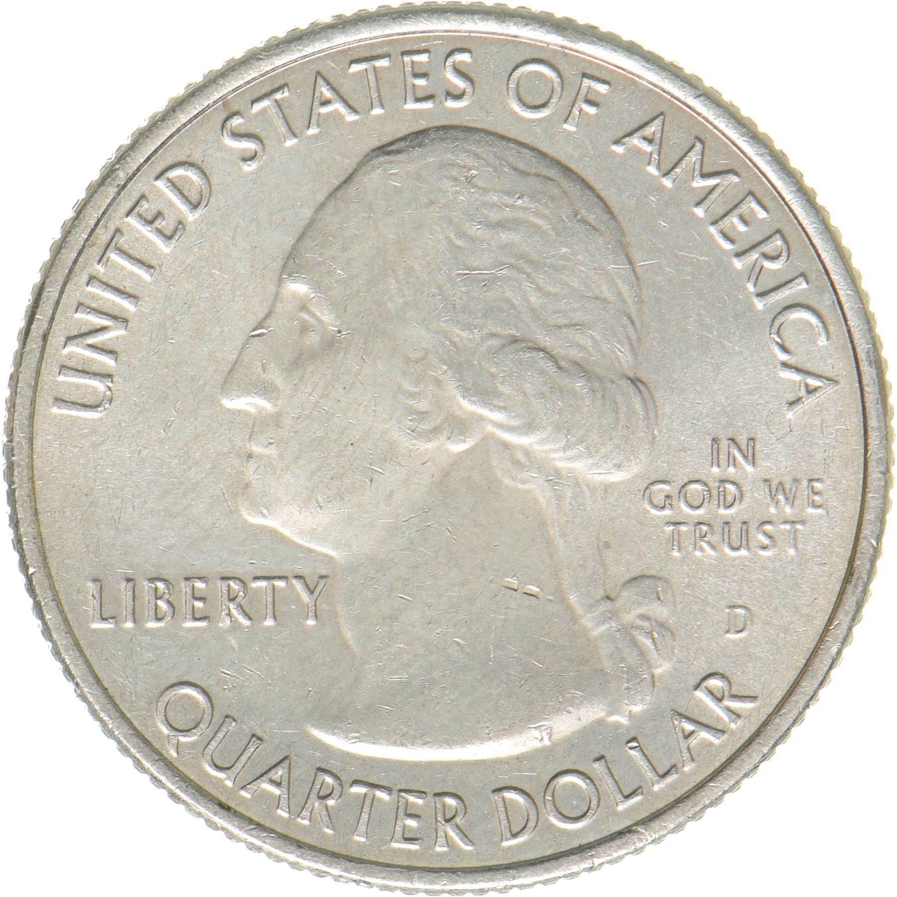 United States | ¼ Dollar | Copper-nickel clad copper | San Antonio Missions National Historical Park, Texas | KM:703 | 2019