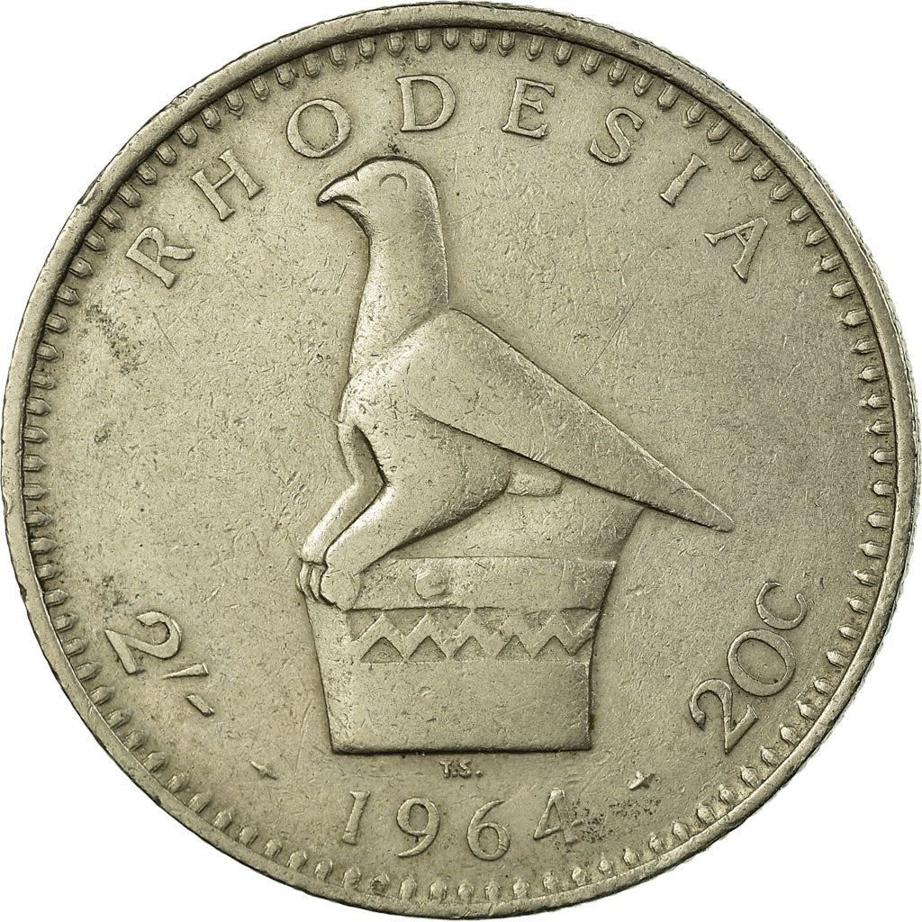 Rhodesia | 2 Shillings / 20 Cents Coin | Elizabeth II | Zimbabwe Bird | Km:3 | 1964