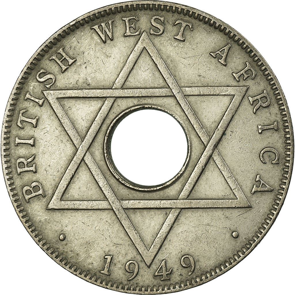 British West Africa | 1/2 Penny Coin | Crown | Hexagram | Km:27 | 1949 - 1951