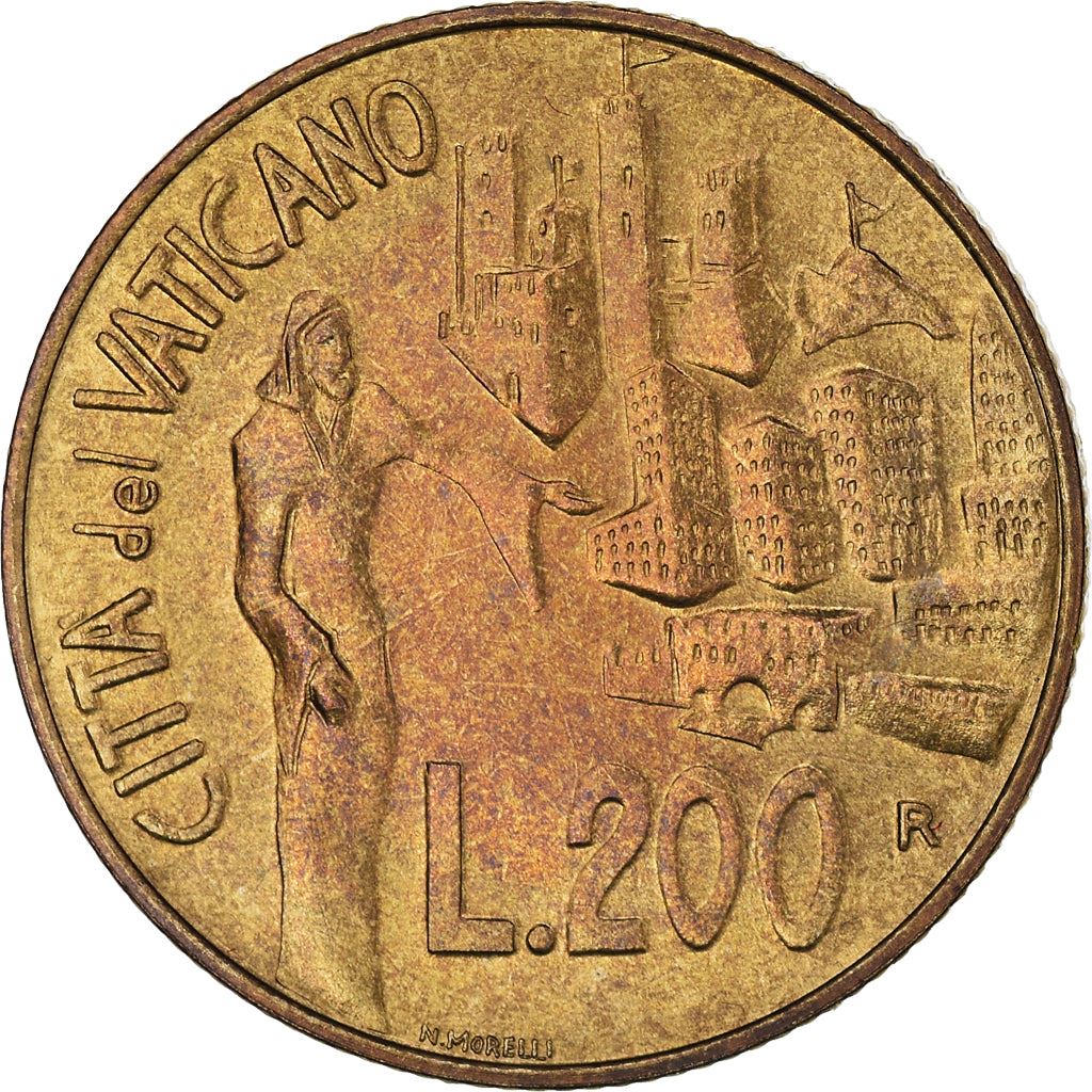Vatican City | 200 Lire Coin | John Paul II | Km:232 | 1991