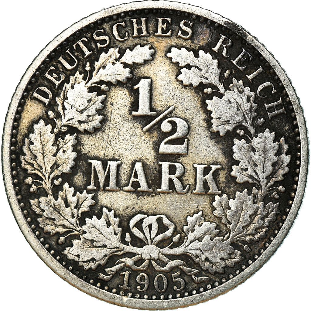 German Empire 1/2 Mark Coin | Deutsches Reich | Wilhelm II | Type 2 | KM17 | 1905 - 1919