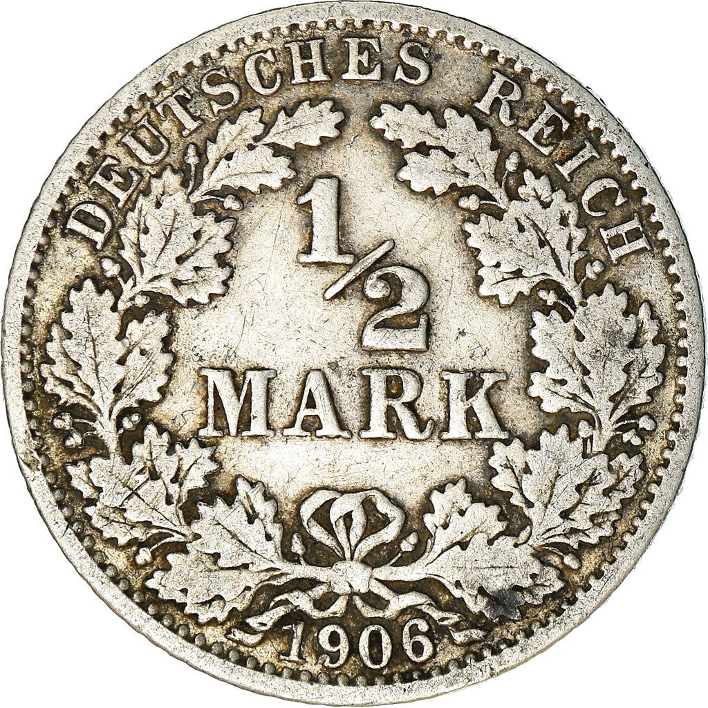 German Empire 1/2 Mark Coin | Deutsches Reich | Wilhelm II | Type 2 | KM17 | 1905 - 1919