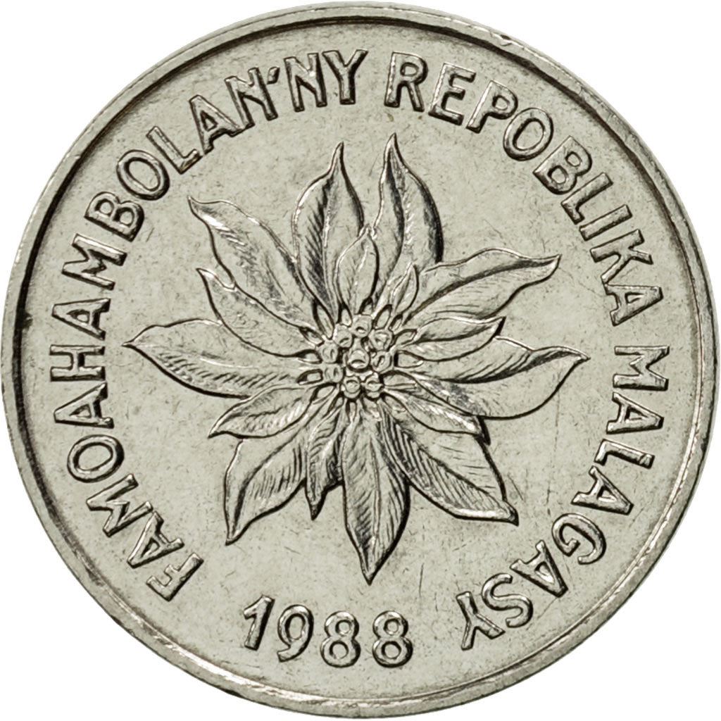 Madagascar | 2 Francs Coin | Zebu | Flower | Km:9 | 1965 - 1989