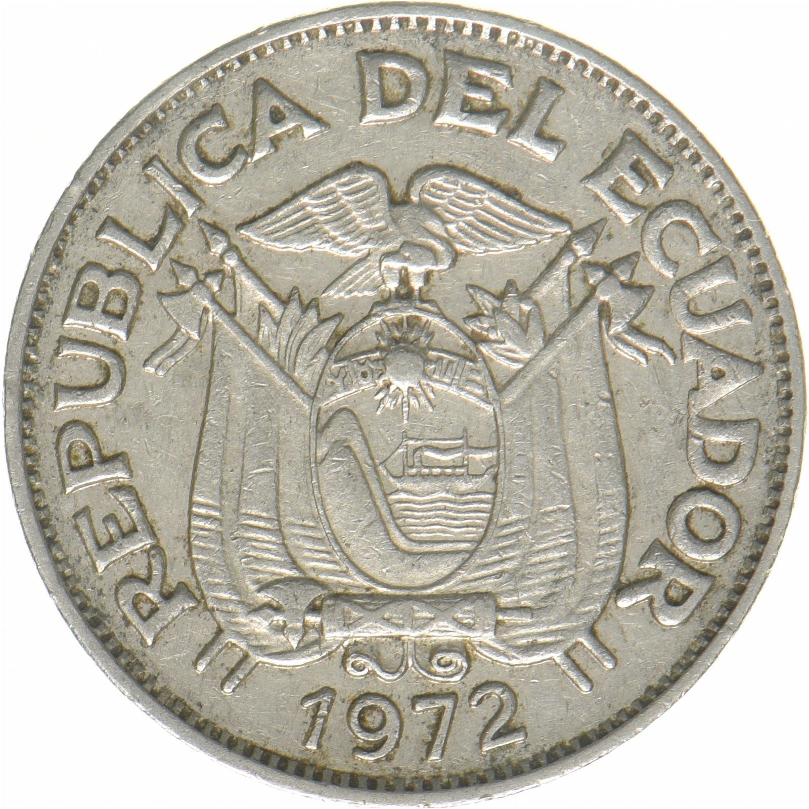 Ecuador | 20 Centavos | Nickel clad steel | Coat of Arms | KM:77.1c | 1959-1972