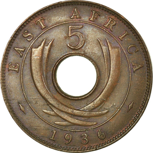 【即日発送】アンティーク 88年前 1936年 西アフリカ 10 セント 銅貨 東アフリカ | 10セント硬貨 | クラウン | 牙 | エドワード8世