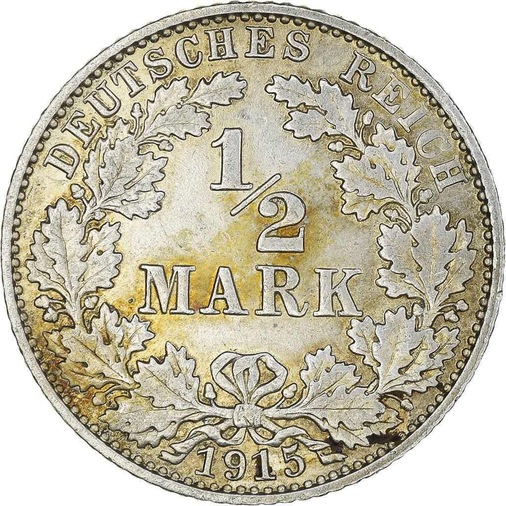German Empire 1/2 Mark Coin | Deutsches Reich | Wilhelm II | Type 2 | KM17 | 1905 - 1919