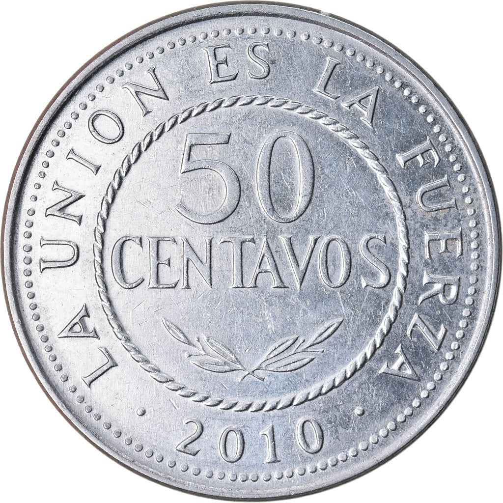 Bolivia | 50 Centavos | Stainless steel | Coat of Arms | KM:216 | 2010-2025
