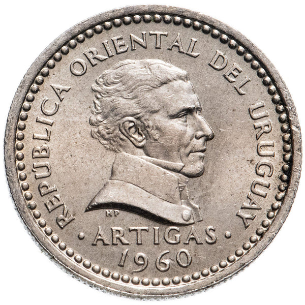 Uruguay 25 Centesimos Coin | Jose Gervasio Artigas | KM40 | 1960
