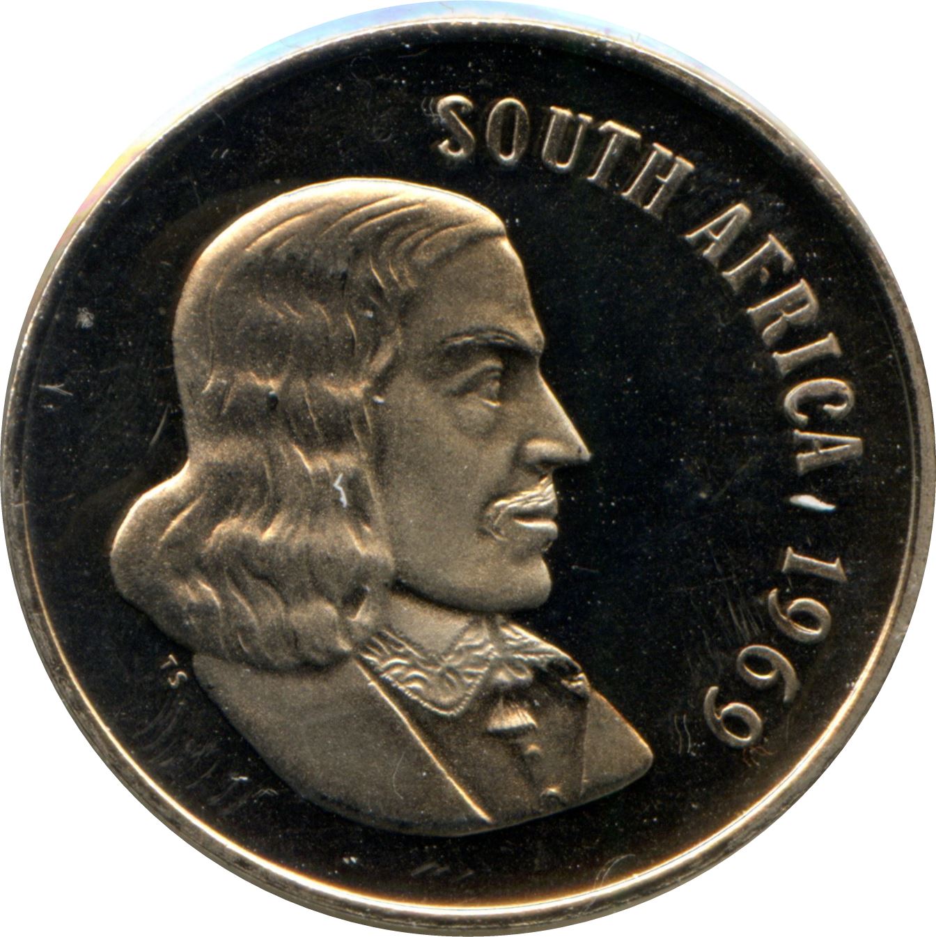 South Africa | 50 Cents Coin | Founder of Cape Town | Flowers | Lilies | Bird of Paradise | Km:70.1 | 1965 - 1969