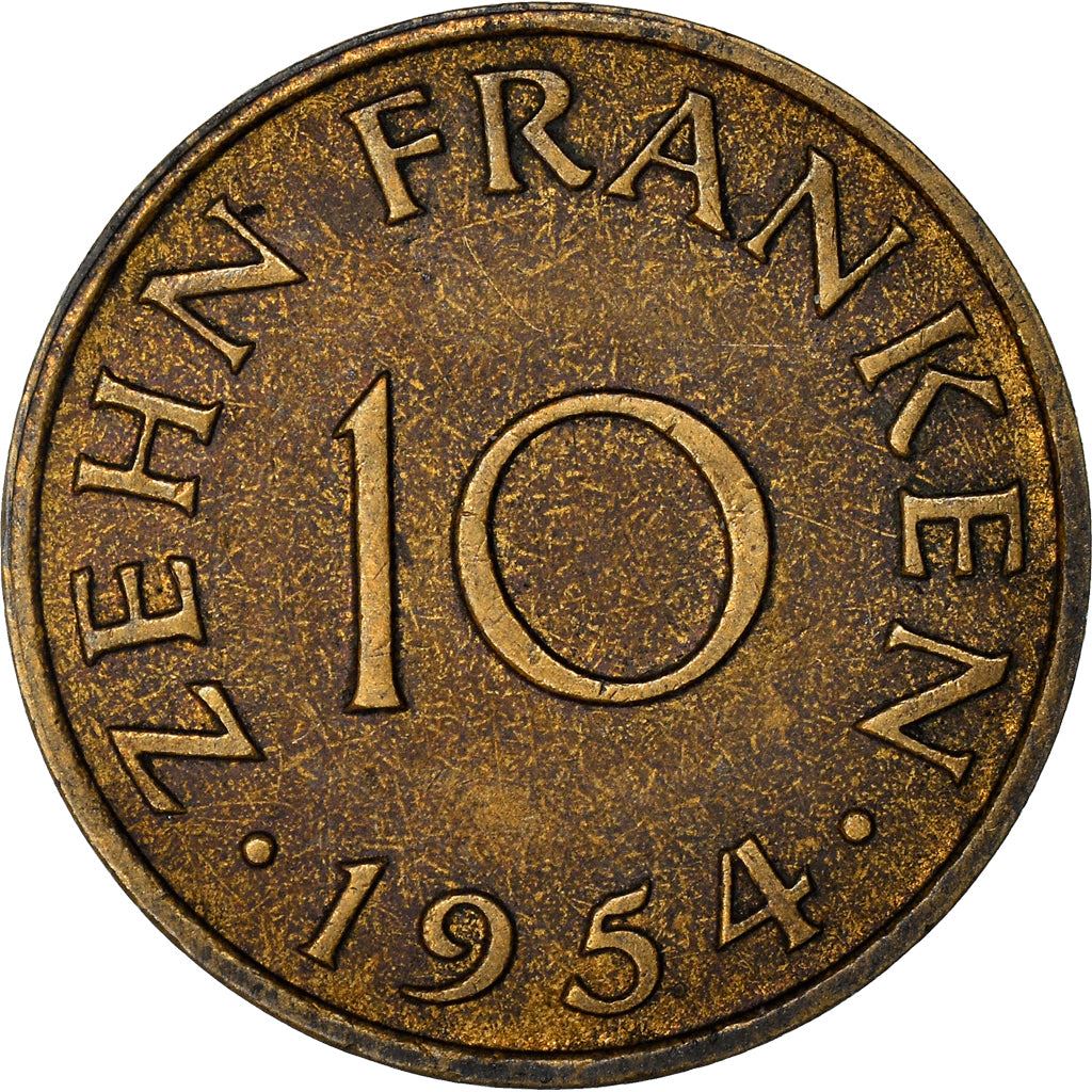 Saar | 10 Franken Coin | Industrial scene | Km:1 | 1954