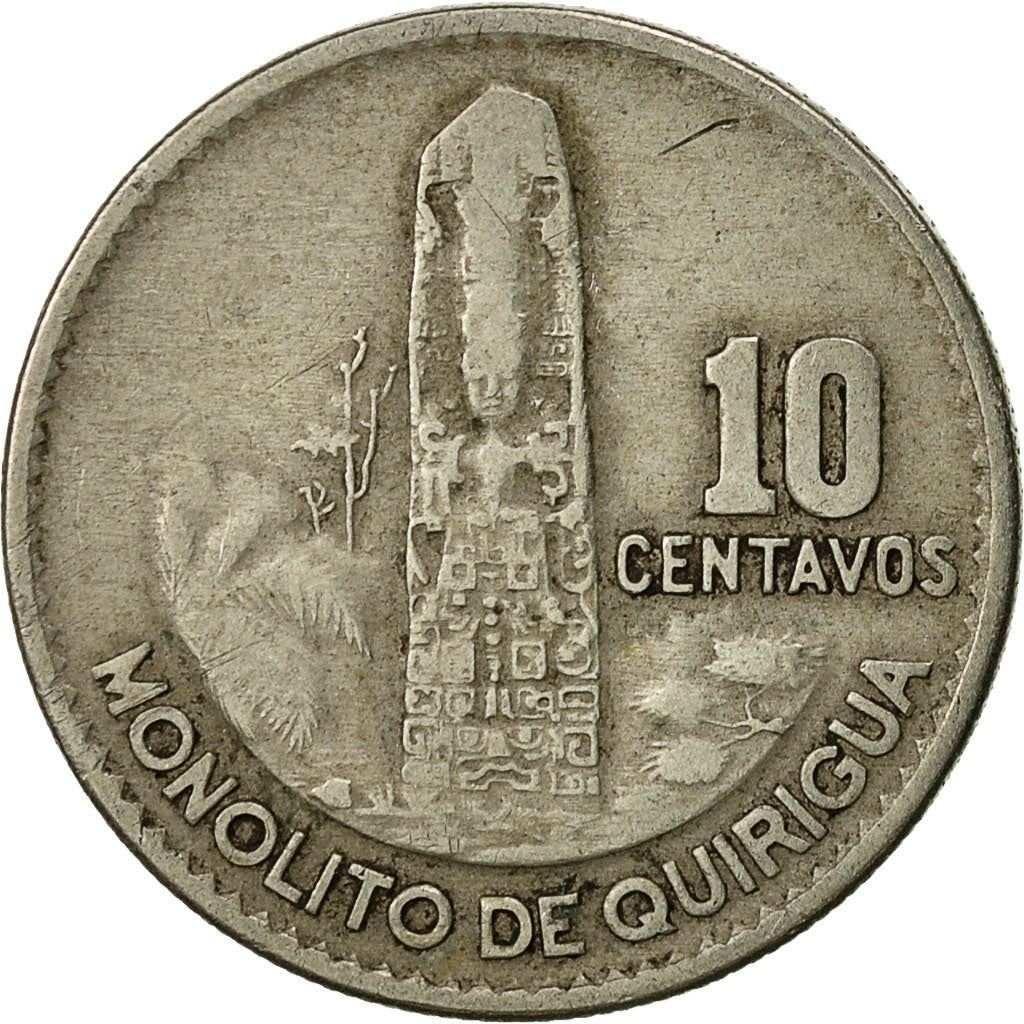 Guatemala | 10 Centavos Coin | Mayan Pillar | Km:267 | 1965 - 1970