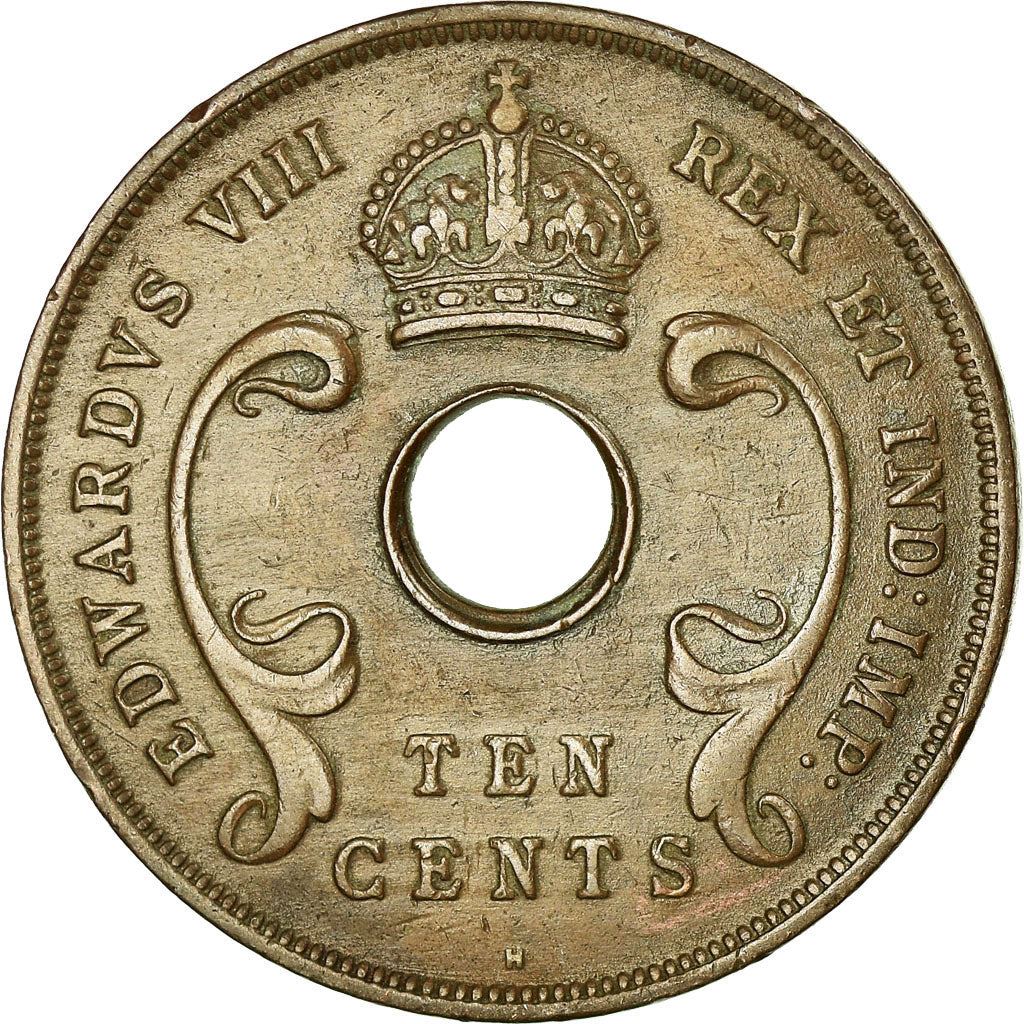 Afrique de l'Est | Pièce de 10 Cents | Couronne | Défenses | Édouard VIII | Km:24 | 1936