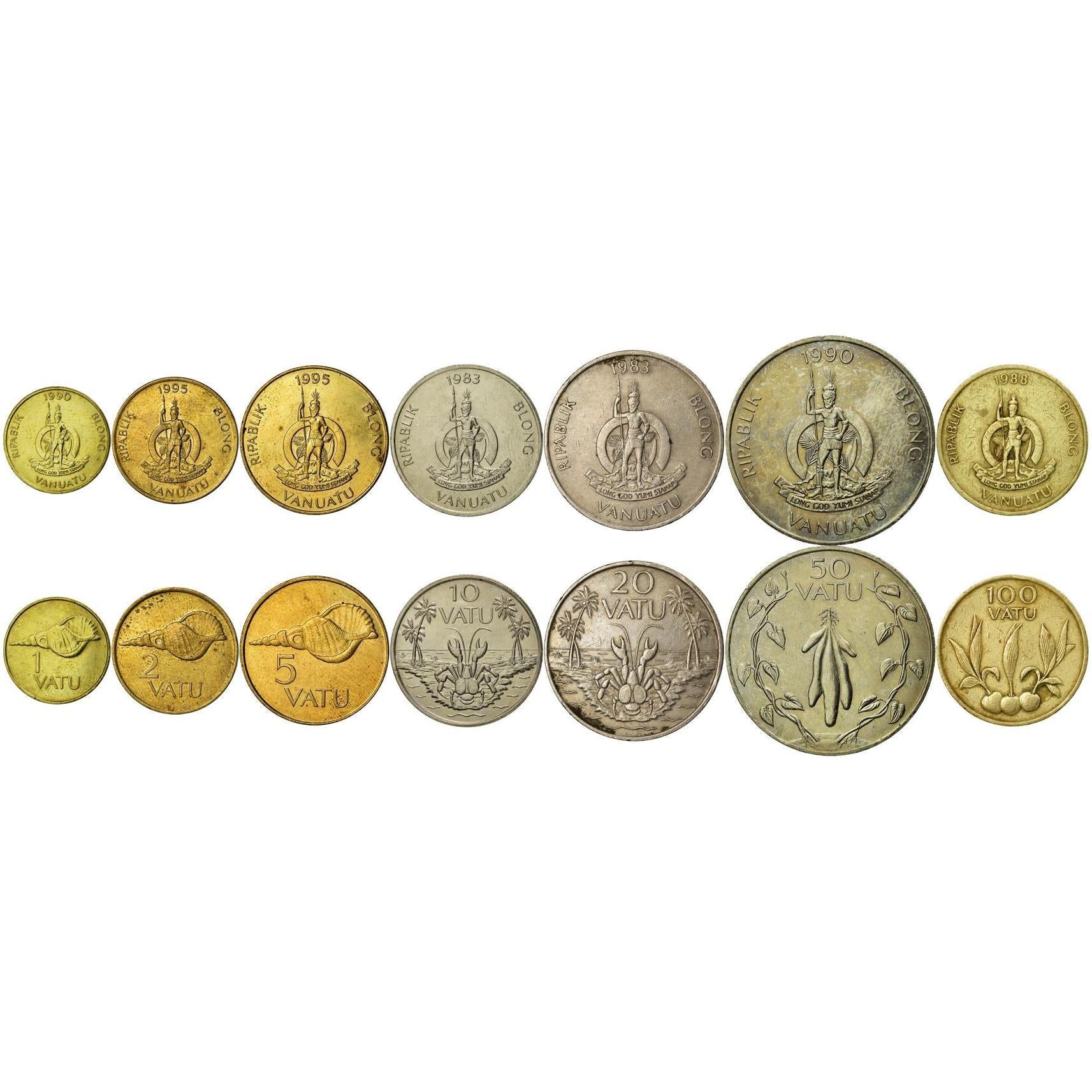 Vanuatu | 7 Coin Set | 1 2 5 10 20 50 100 Vatu | 1983 - 2010