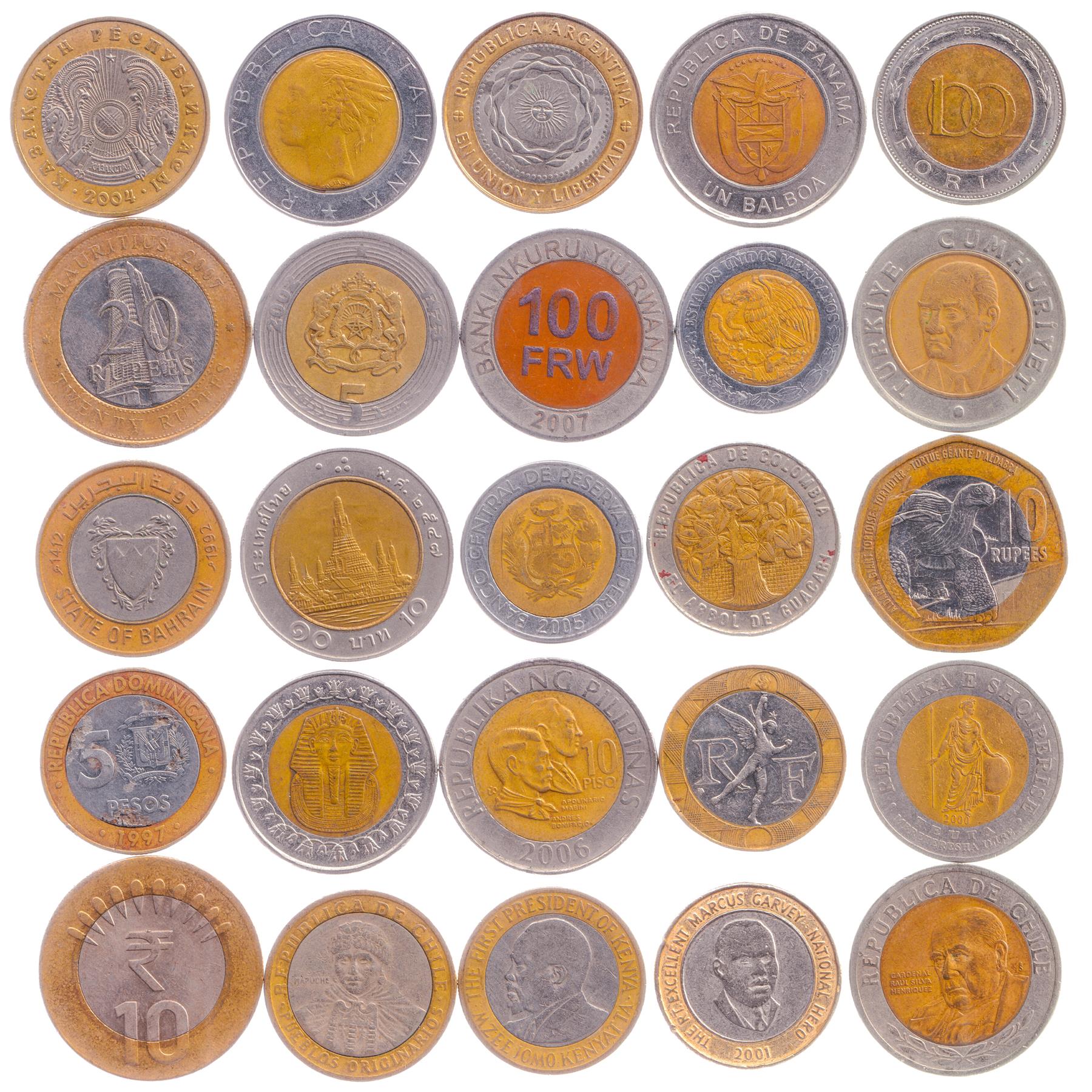 Bi-Metallic Coins | Mixed Bimetall Collection | Various World Countries