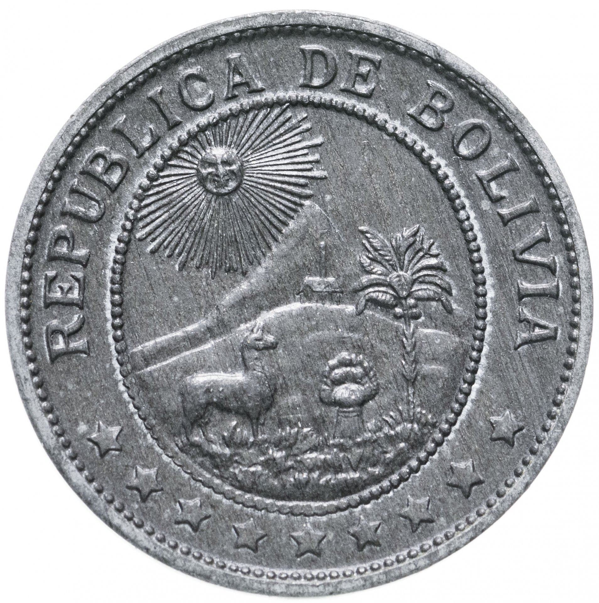 Bolivia | 20 Centavos Coin | Caduceus | Zinc | KM:183 | 1942