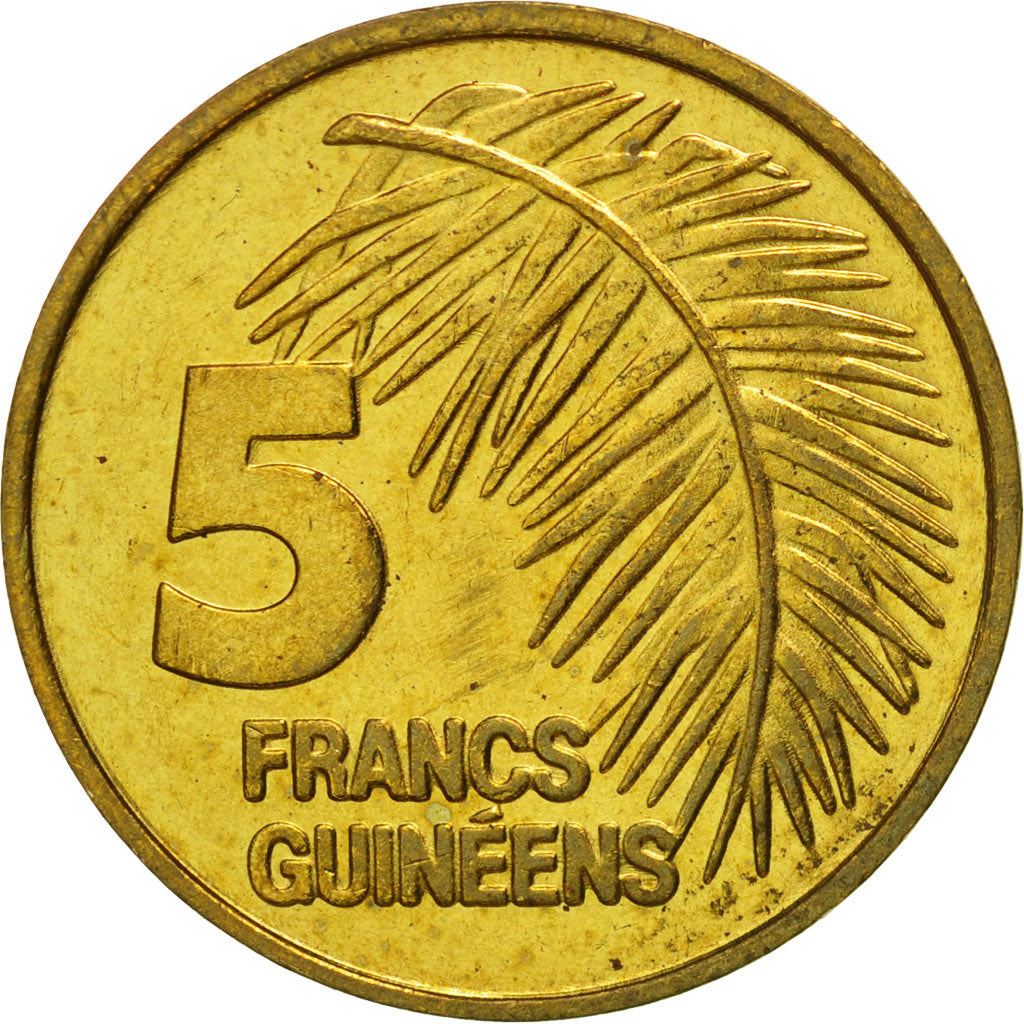Guinea | 5 Francs Guineens Coin | Palm leaf | Km:53 | 1985