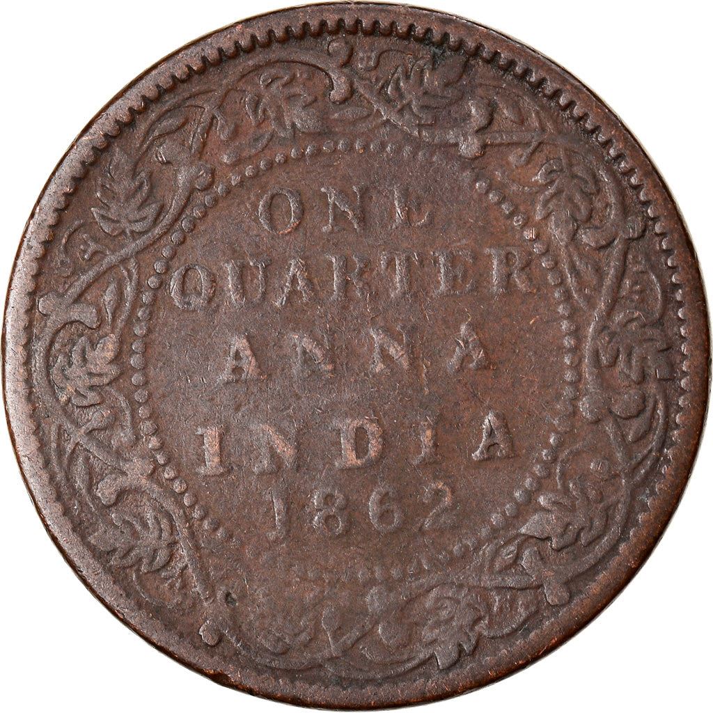 India - British | 1/4 Anna Coin | Queen Victoria | Km:467 | 1862 - 1876