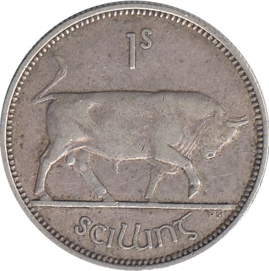 Irish 1 Scilling Coin | Celtic Harp | Bull | KM14 | 1939 - 1942