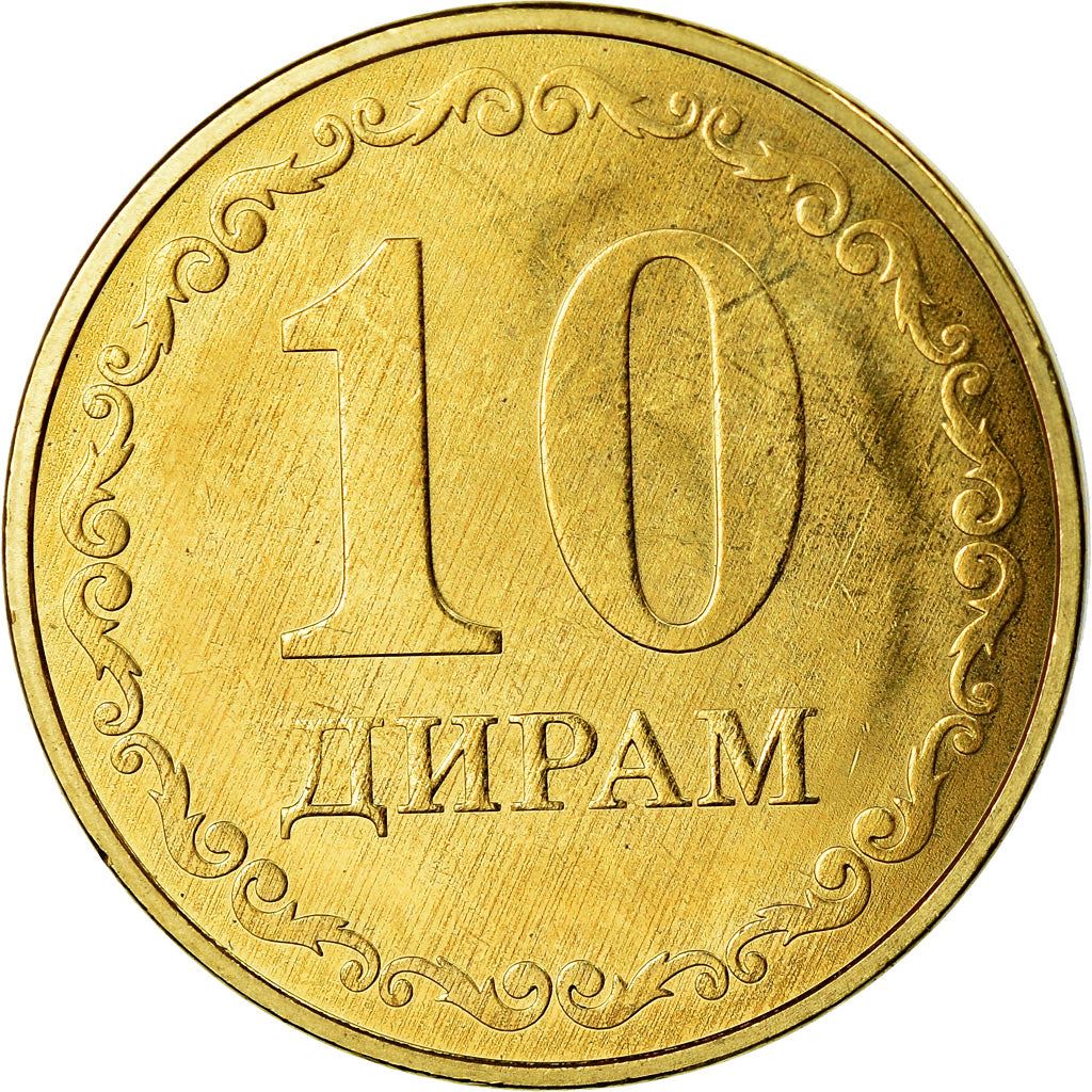 Tajikistan | 10 Diram Coin | Sunrise | Wheat | Cotton | Km:53 | 2019 - 2020
