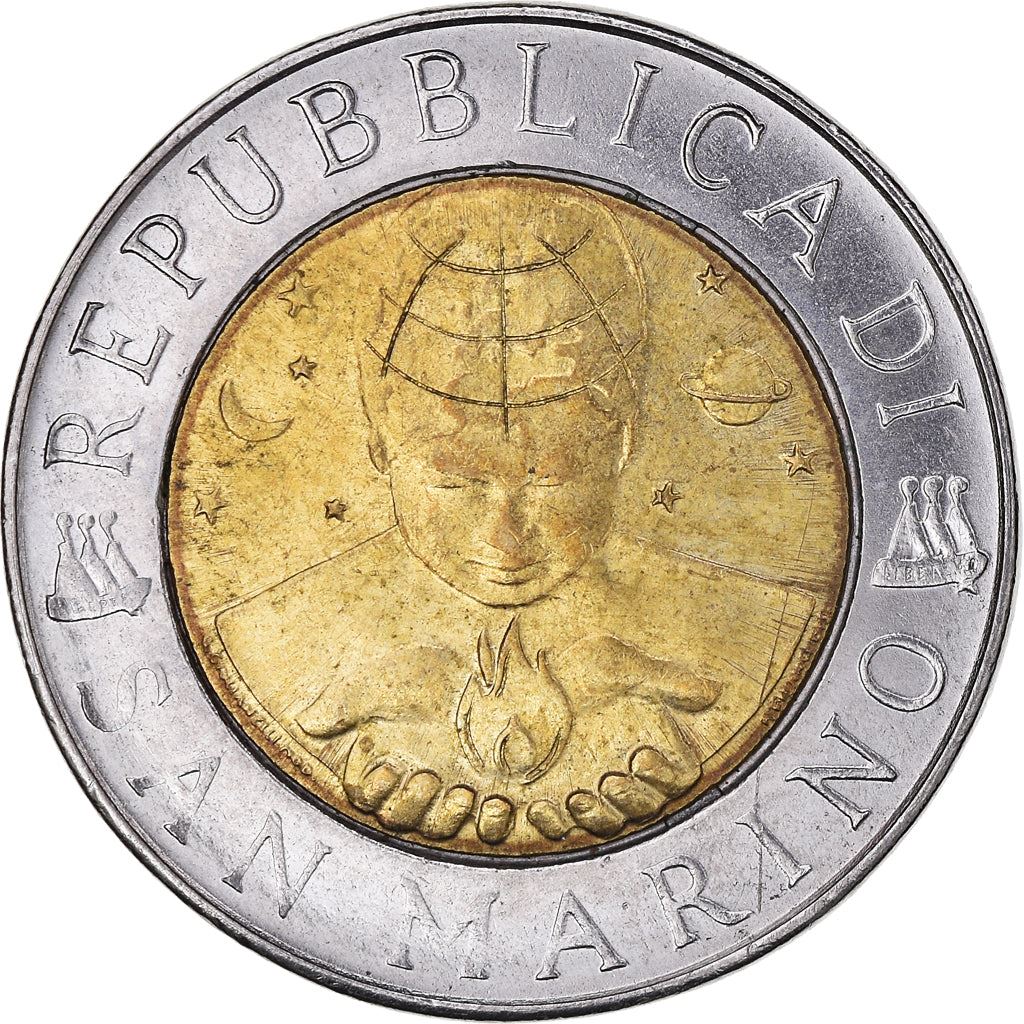 San Marino | 500 Lire Coin | Moon's surface | Km:394 | 1999
