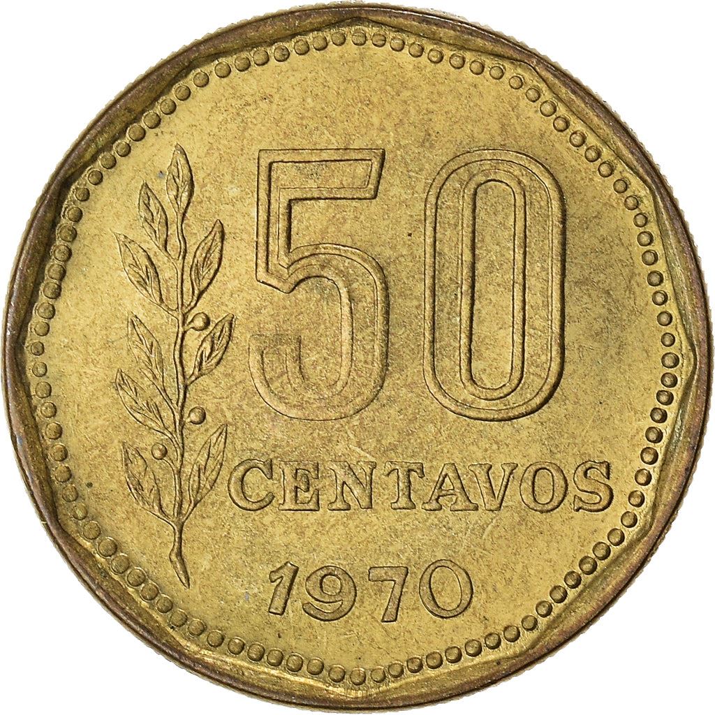 Argentina 50 Centavos Coin | Oudine | Phrygian cap | KM68 | 1970 - 1976
