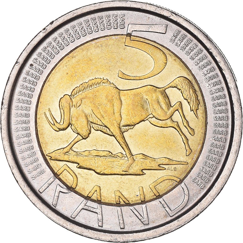 South Africa | 5 Rand Coin | Animals | Wildebeest | Gnu | Km:297 | 2005