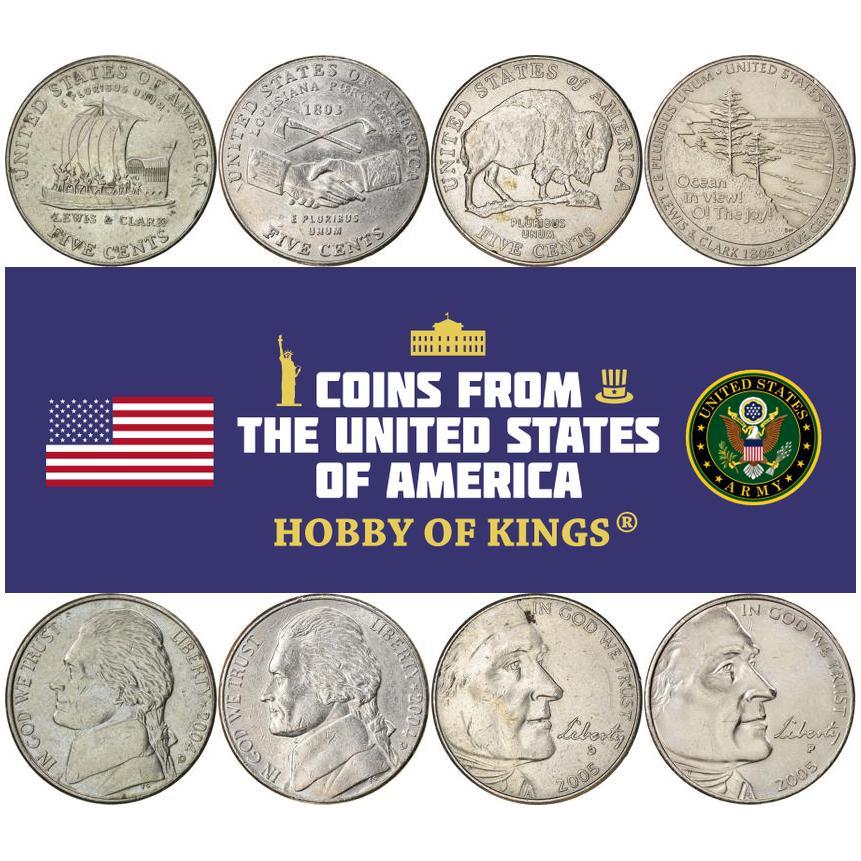USA | Sæt med 4 mønter | 5 cent | 2004 - 2005