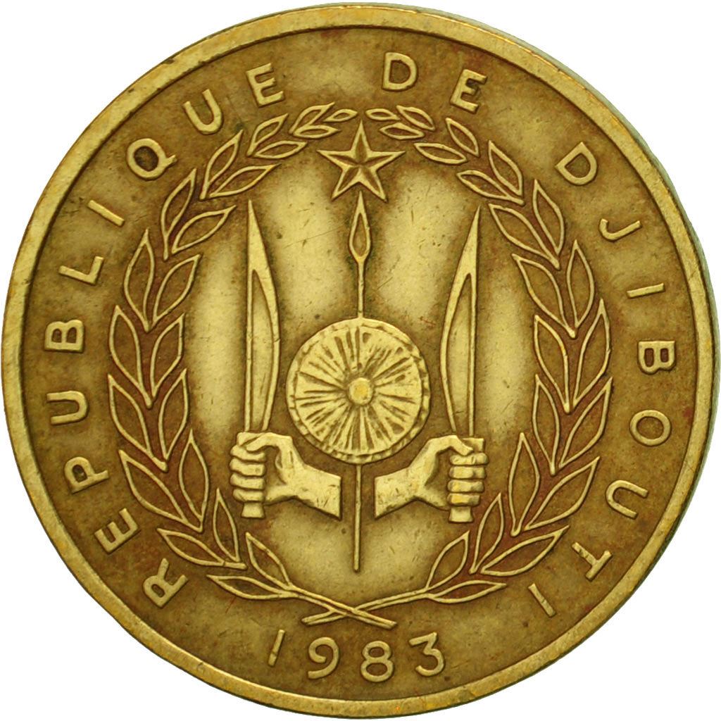Djibouti | 10 Francs Coin | Knife | Spear | Shield | Dhow | Ocean Liner | Km:23 | 1977 - 2017