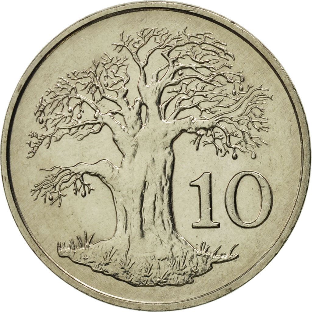 Zimbabwe | 10 Cents Coin | Baobab tree | Km:3 | 1980 - 1999