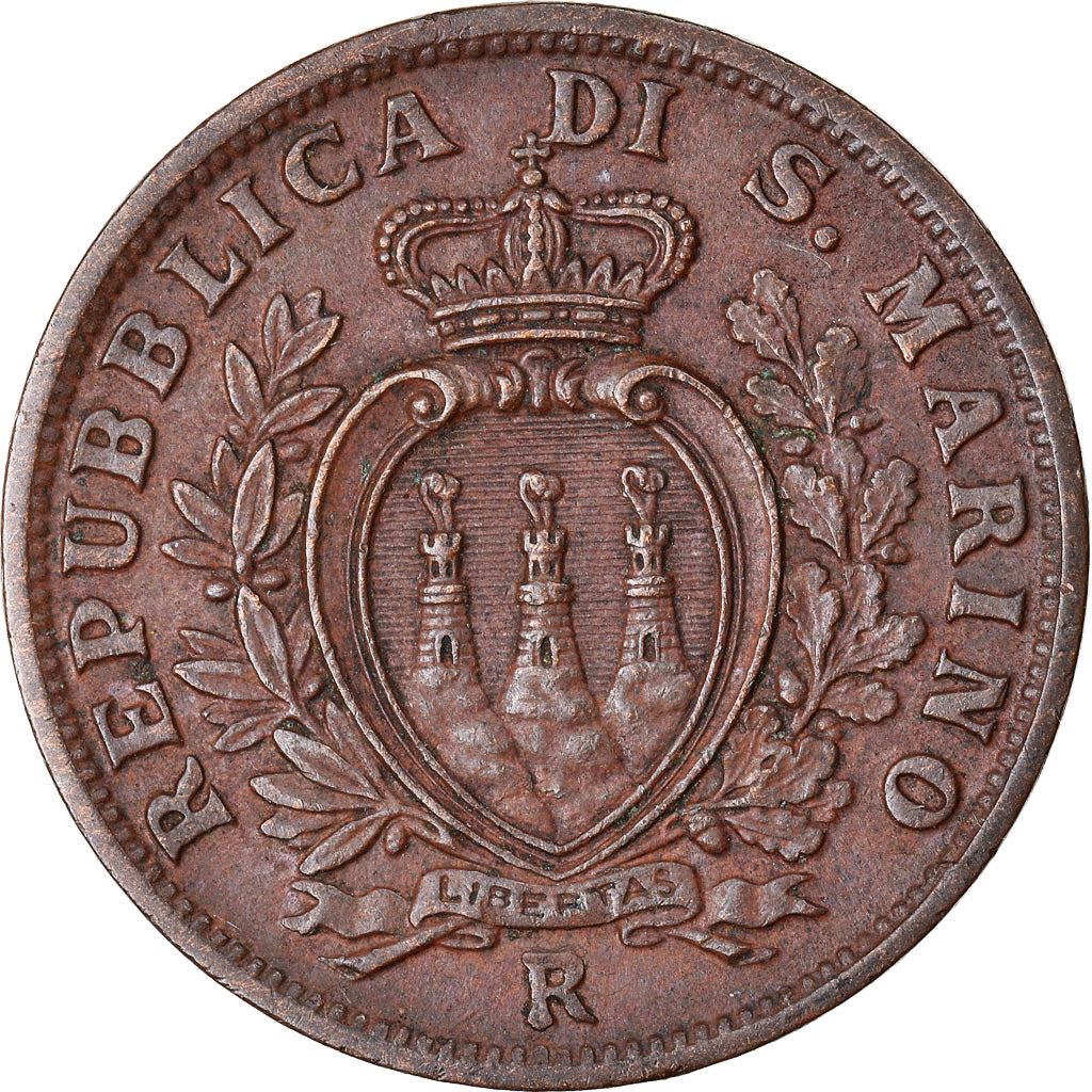 San Marino | 5 Centesimi Coin | Bronze | Castle or fortification | KM:12 | 1935-1938
