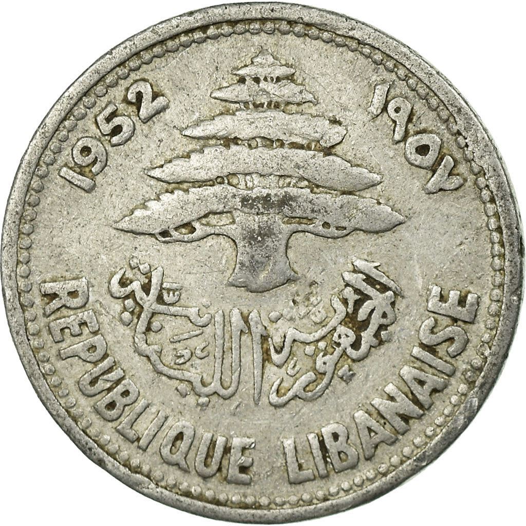 Moeda Líbano 5 Qirush | Cedro | Trirreme | KM14 | 1952