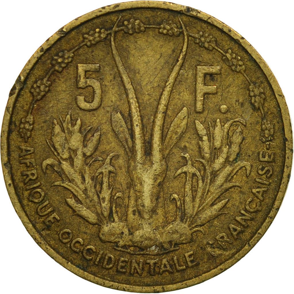 French West Africa | 5 Francs Coin | Marianne | Gazelle | Maize | Km:5 | 1956